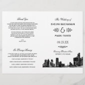 Detroit Skyline Black Art Deco Wedding Programs (Voorkant)
