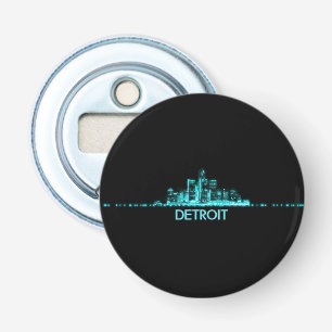 Detroit Skyline Button Flesopener