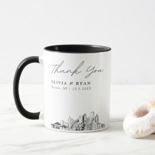 Detroit Skyline Croquis Simple Mug de mariage pers