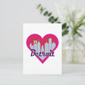 Detroit Skyline Heart Briefkaart (Staand voorkant)