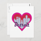 Detroit Skyline Heart Briefkaart (Voorkant / Achterkant)