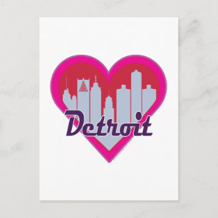 Detroit Skyline Heart Briefkaart