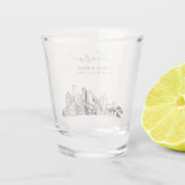 Detroit Skyline Mariage Faveur Cheers Shot Verre (Dos)