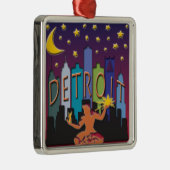 Detroit Skyline Mega Color Metalen Ornament (Rechts)