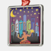 Detroit Skyline Mega Color Metalen Ornament (Links)