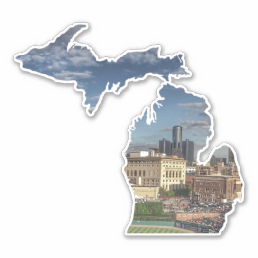 Detroit Skyline Michigan Sticker (Voorkant)