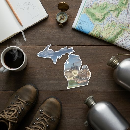 Detroit Skyline Michigan Sticker