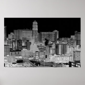 Detroit Skyline Negatief Poster