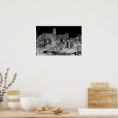 Detroit Skyline Negatief Poster (Keuken)