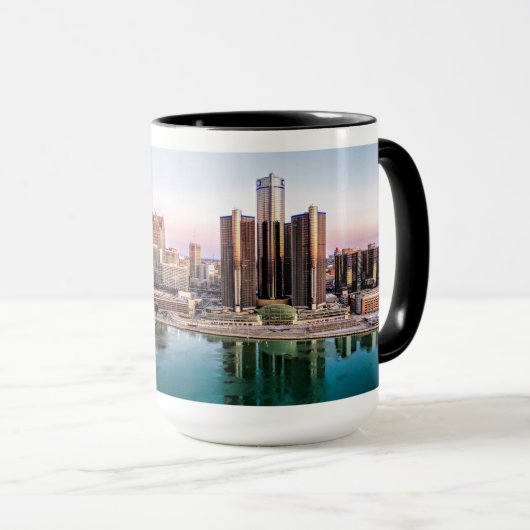 Detroit Skyline op Dawn Mok (Voorkant rechts)