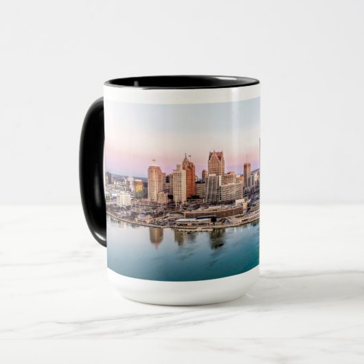 Detroit Skyline op Dawn Mok (Voorkant links)
