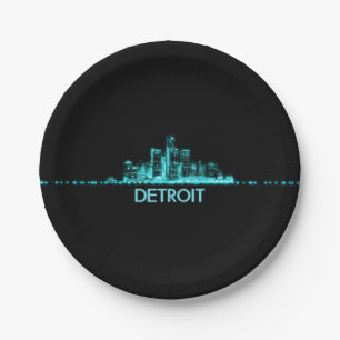 Detroit Skyline Papieren Bordje