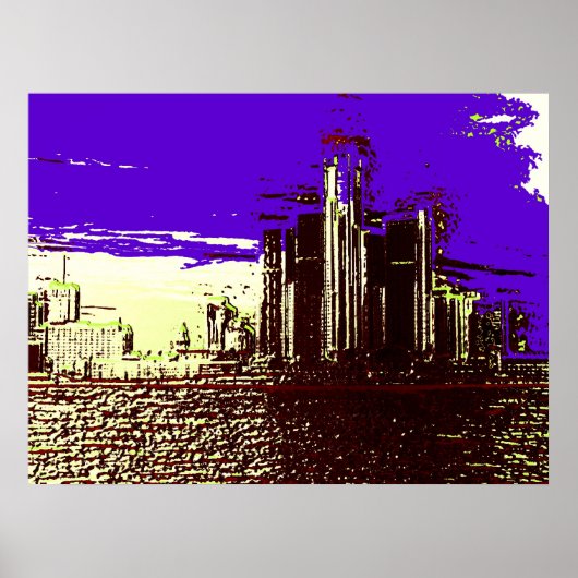 Detroit Skyline Poster (Voorkant)