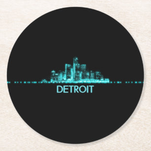 Detroit Skyline Ronde Kartonnen Onderzetter