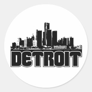 Detroit Skyline Ronde Sticker