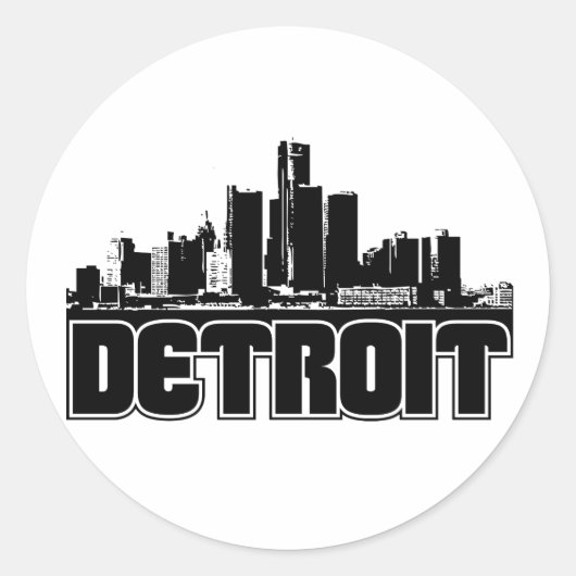 Detroit Skyline Ronde Sticker (Voorkant)