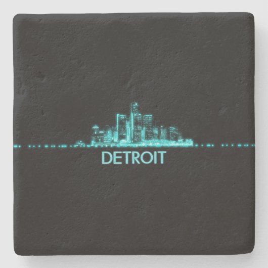 Detroit Skyline Stenen Onderzetter (Voorkant)