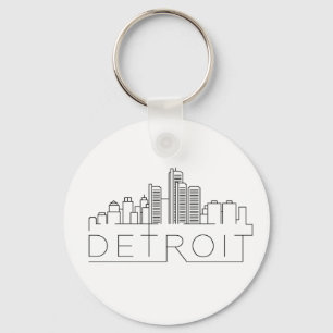 Detroit Stylized Skyline Sleutelhanger