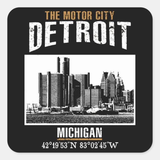 Detroit Vierkante Sticker (Voorkant)