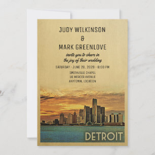 Detroit Wedding Invitation Michigan Kaart