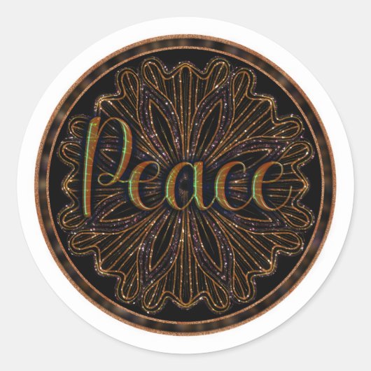 Deugd Vrede Mandala Ronde Sticker (Voorkant)