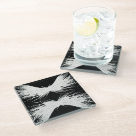 Deugden Abstracte Witte Vleugels Alcohol Inkt Kuns Glazen Onderzetter