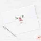 Deur met kerstcadeaus vierkante sticker (Envelop)