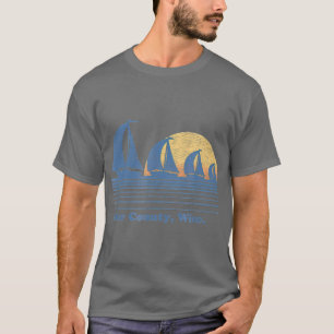 Deuren County WI Sailboat T 80s Sunset T-shirt