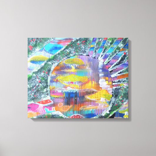 Deuren in paddenstoelland canvas afdruk (Voorkant)