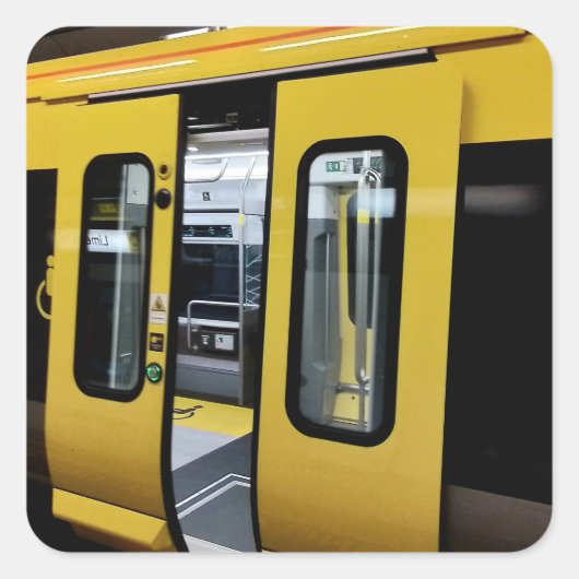 Deuren openen vierkante sticker (Voorkant)