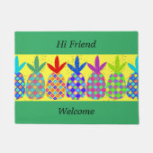 Deuren van groene en gele ananas deurmat (Voorkant)