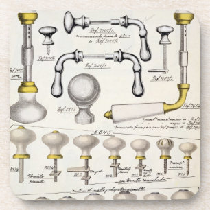 Deurhandgrepen uit een handelscatalogus van huisho drankjes onderzetter