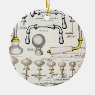 Deurhandgrepen uit een handelscatalogus van huisho keramisch ornament