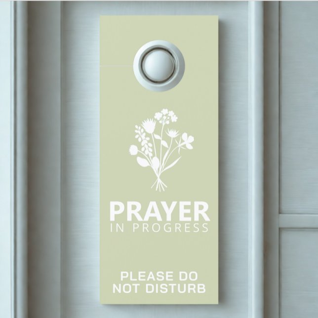 Deurhanger van aangepaste gebedstekst witte bloem (Modern custom prayer time do not disturb door hanger)