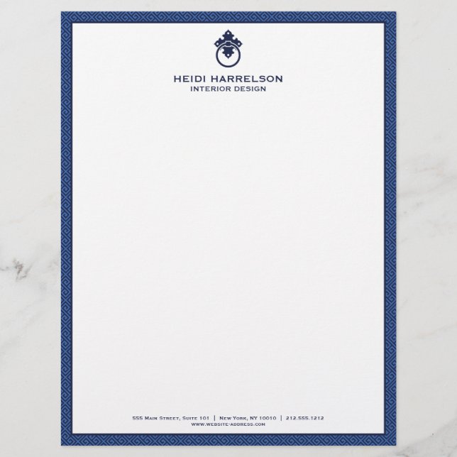  deurklopper Logo Blue Border Briefhoofd (Voorkant)