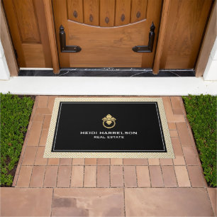  deurklopper Logo Gold/Black Border Deurmat