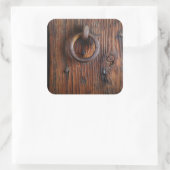  deurknop van hout vierkante sticker (Tas)