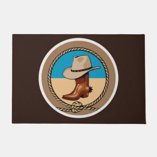 Deurmat Cowboy Boot en Pet (Voorkant)