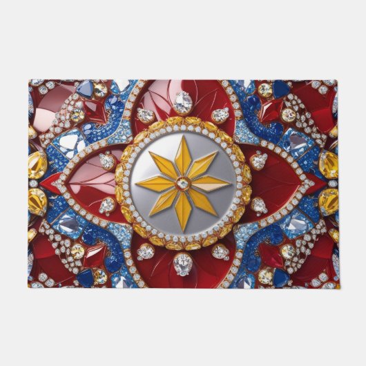 Deurmat met Colombiaanse kleuren ontwerp (Voorkant)