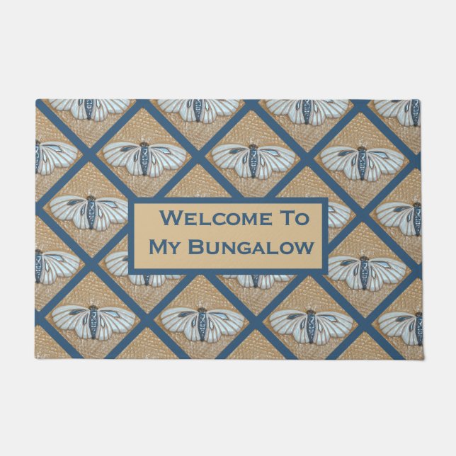 Deurmat met witte Moth tegels (Voorkant)