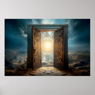 Deurpoort buitenaardse dimensie fantastische kunst poster