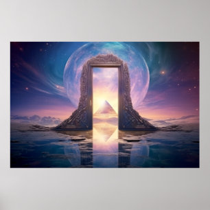 Deurpoort buitenaardse dimensie fantastische kunst poster