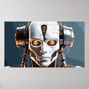 Deus Ex Machina Witte Gouden Robot Portret Poster