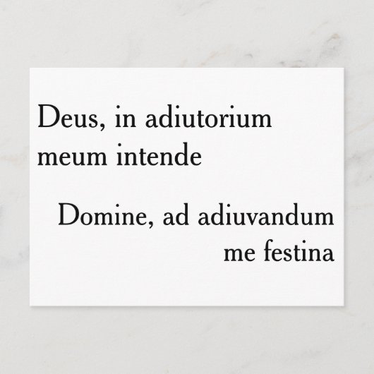 Deus, in adiutorium meum intende - briefkaart (Voorkant)
