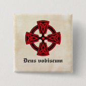 Deus Vobiscum Celtic Cross Vierkante Button 5,1 Cm (Voorkant)