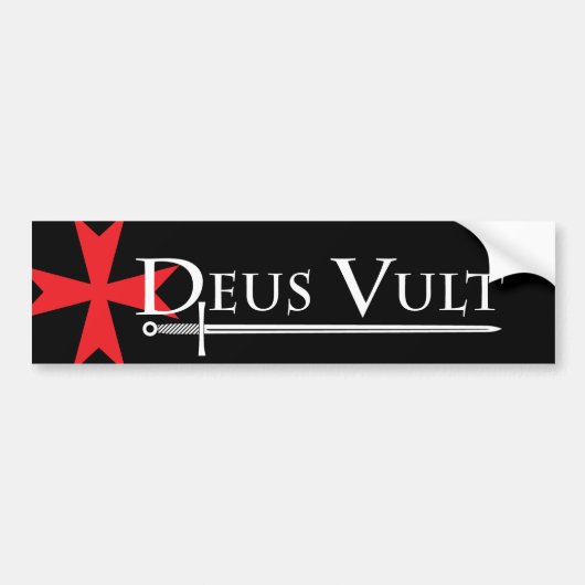 Deus Vult Bumpersticker Black (Voorkant)