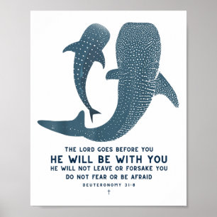 Deuteronomy 31_8 Walvishaai Christelijk Geloof Pun Poster