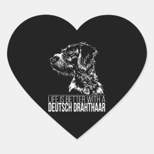 Deutsch Drahthaar leven is beter hond gezegde Hart Sticker