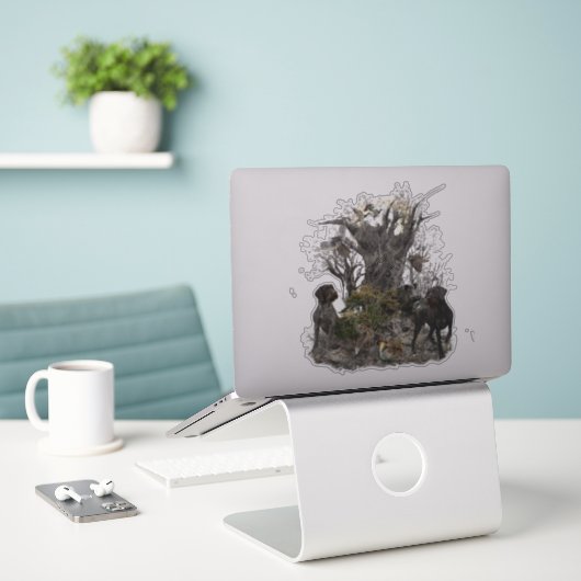 Deutsch Drahthaar Sticker (Laptop op bureau)