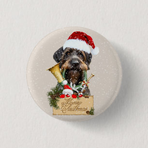 Deutsch Drahthaar, vrolijk kerstfeest! Magnet Ronde Button 3,2 Cm